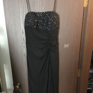 Black prom dress with jewels on top
